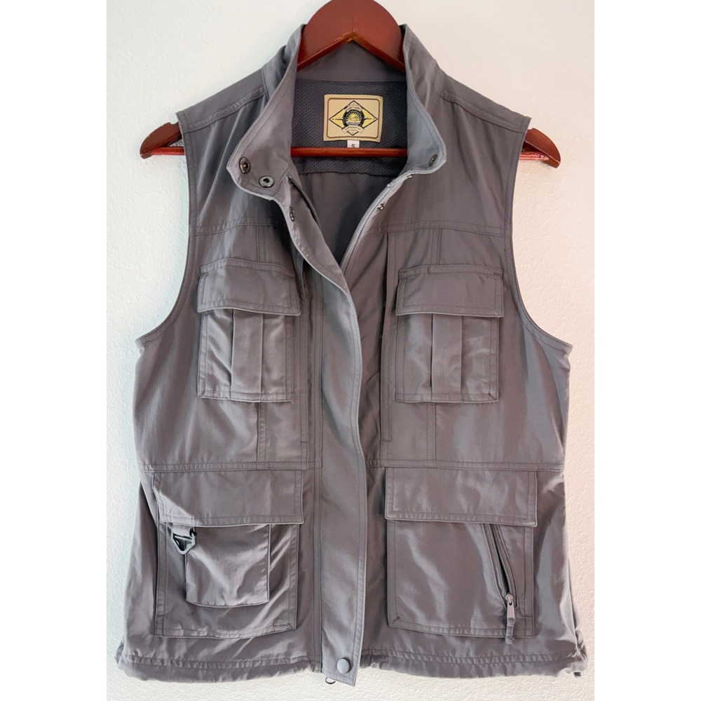 Scully Gray Nylon Utility Vest Outdoor Travel Gorpcore Multi-Pocket Hiking Small